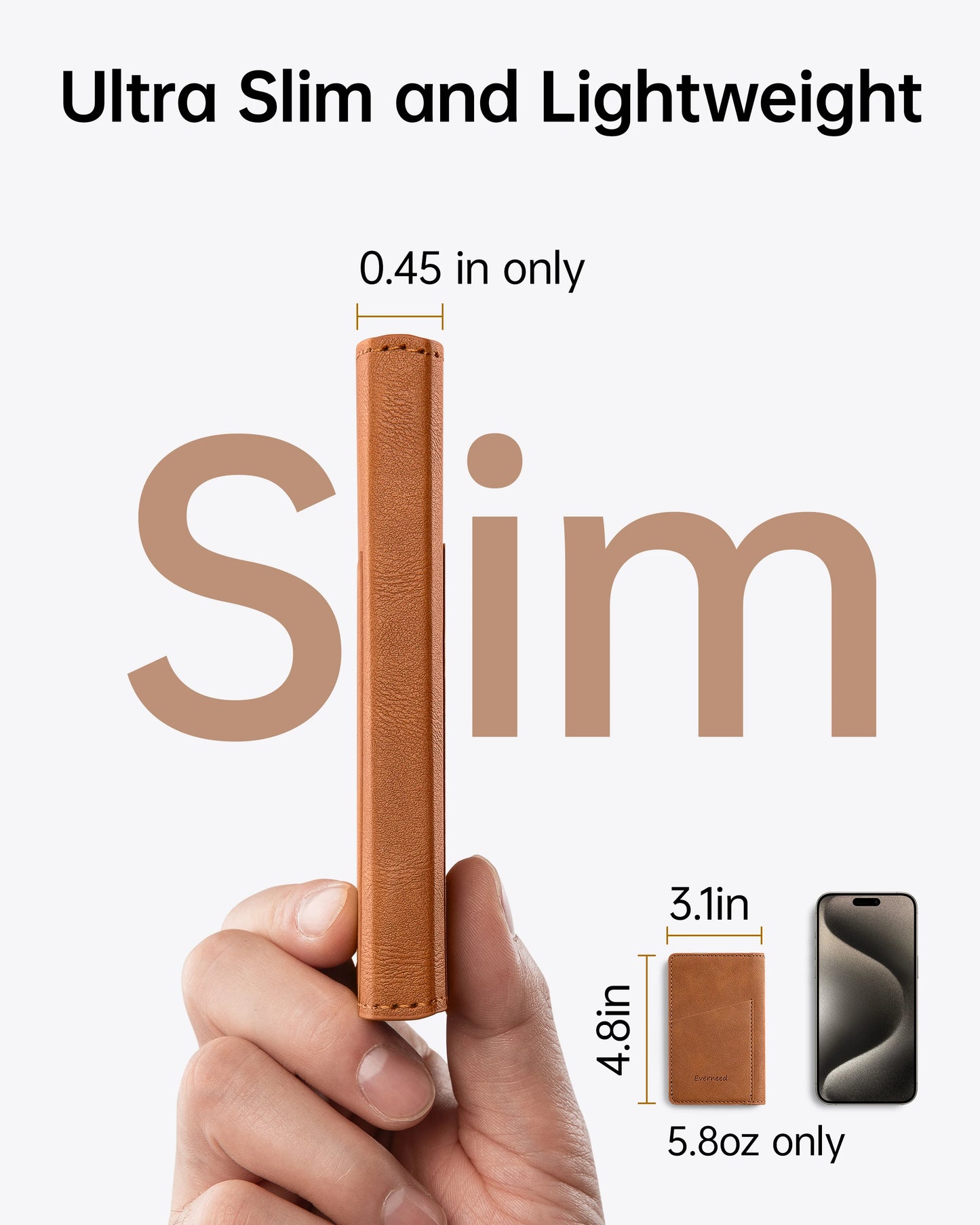 【PD 20W】Portable Power Bank with Wallet Case, 5000mAh Built-in Cable Fast Charging for Phone, USB-C, Slim portable charger