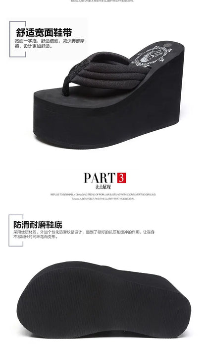 2025 flip flops for women, thick bottom, anti slip, wear-resistant, fashionable, versatile, women's outdoor cool slippers