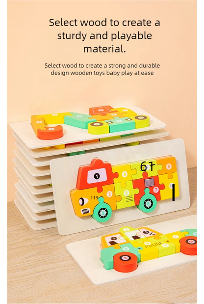 3D Colored Puzzles for Children 2 years old+, Jigsaw, Wooden Toys, Cartoon, Animal, Traffic, Intelligence, Early Education