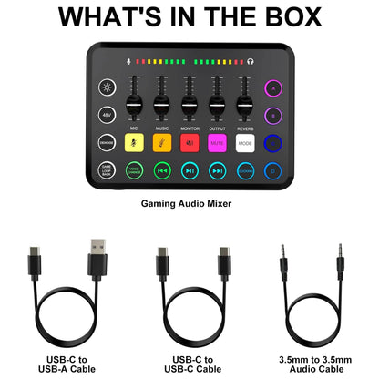 F11 Live Sound Card Streaming 5-Channel Mixer Sound Card Audio for Game Voice Podcast Live Streaming Kit Podcast Accessories Par