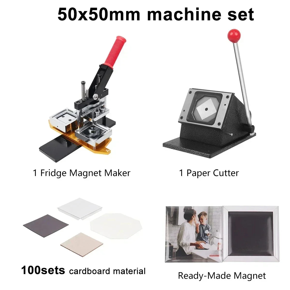 50-80mm DIY Fridge Magnet Maker Machine Rectangular 100Pc Magnet Materials Supply Paper Cutter Photo Refrigerator Sticker Making