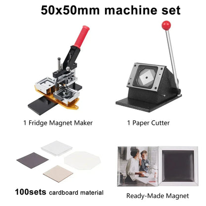 50-80mm DIY Fridge Magnet Maker Machine Rectangular 100Pc Magnet Materials Supply Paper Cutter Photo Refrigerator Sticker Making