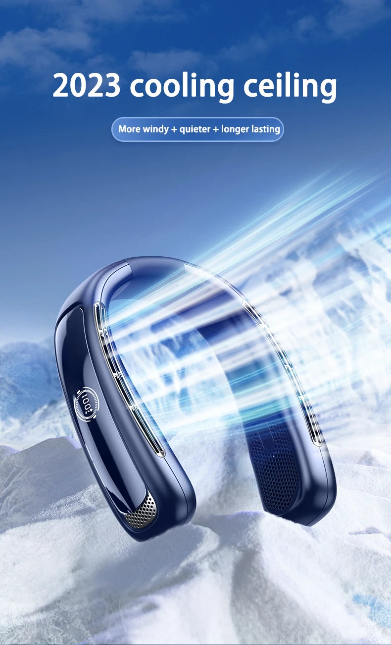 Xiaomi Portable Neck Fan Smart Digital Display Power Ventilador Rechargeable Outdoor Bladeless Silent Electric Neck Fan Cooler