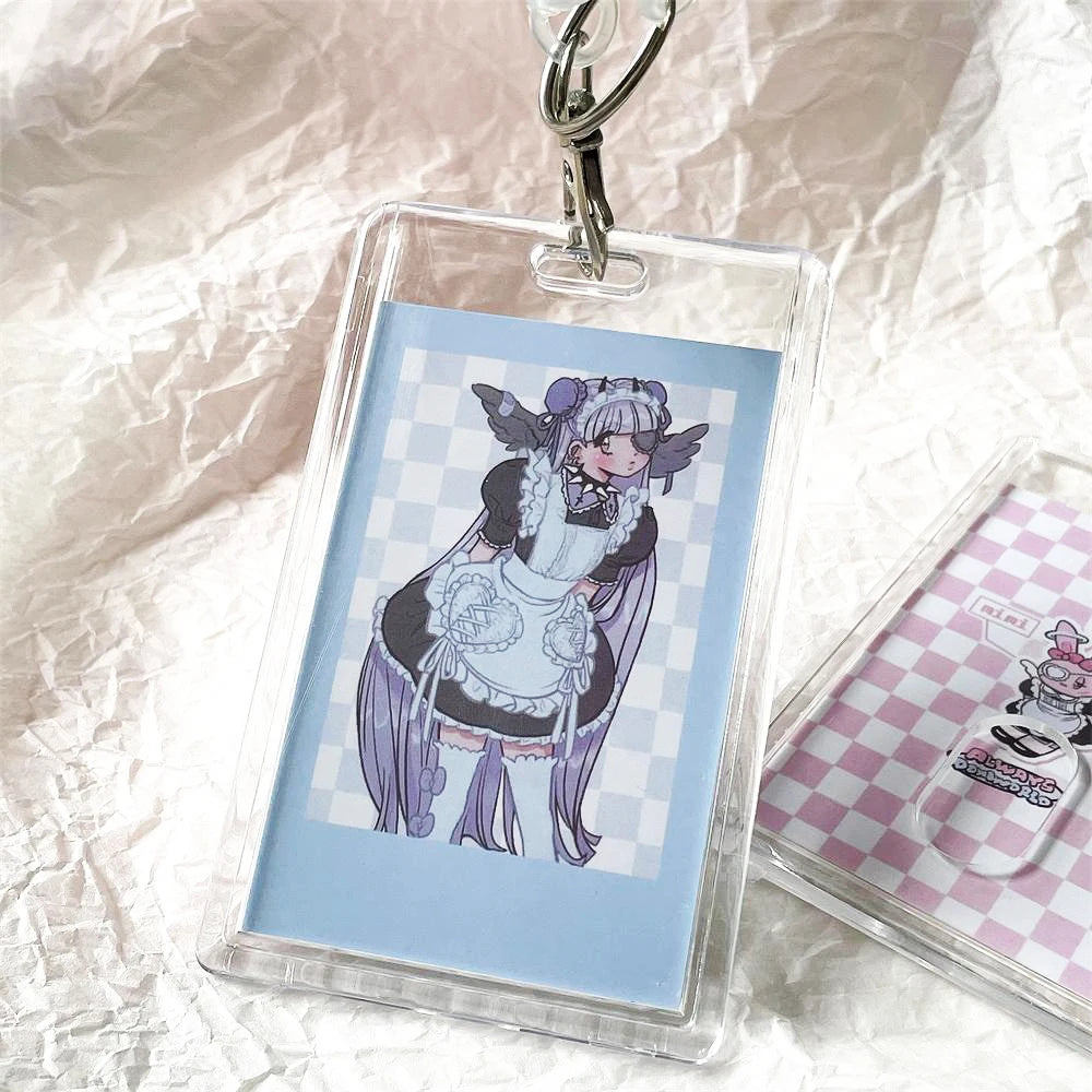 Small Card Access Control Card Cover Acrylic Transparent Double Card Protection Cover Elastic Keychain ID Card Bus Work Card