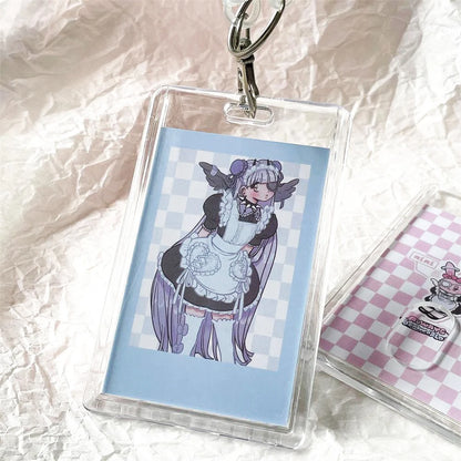 Small Card Access Control Card Cover Acrylic Transparent Double Card Protection Cover Elastic Keychain ID Card Bus Work Card
