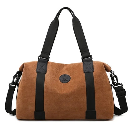 Men's Large Capacity Fashionable Short Distance Travel Totes New Suede Travel Handbag Women's Portable Sports and Fitness Bag