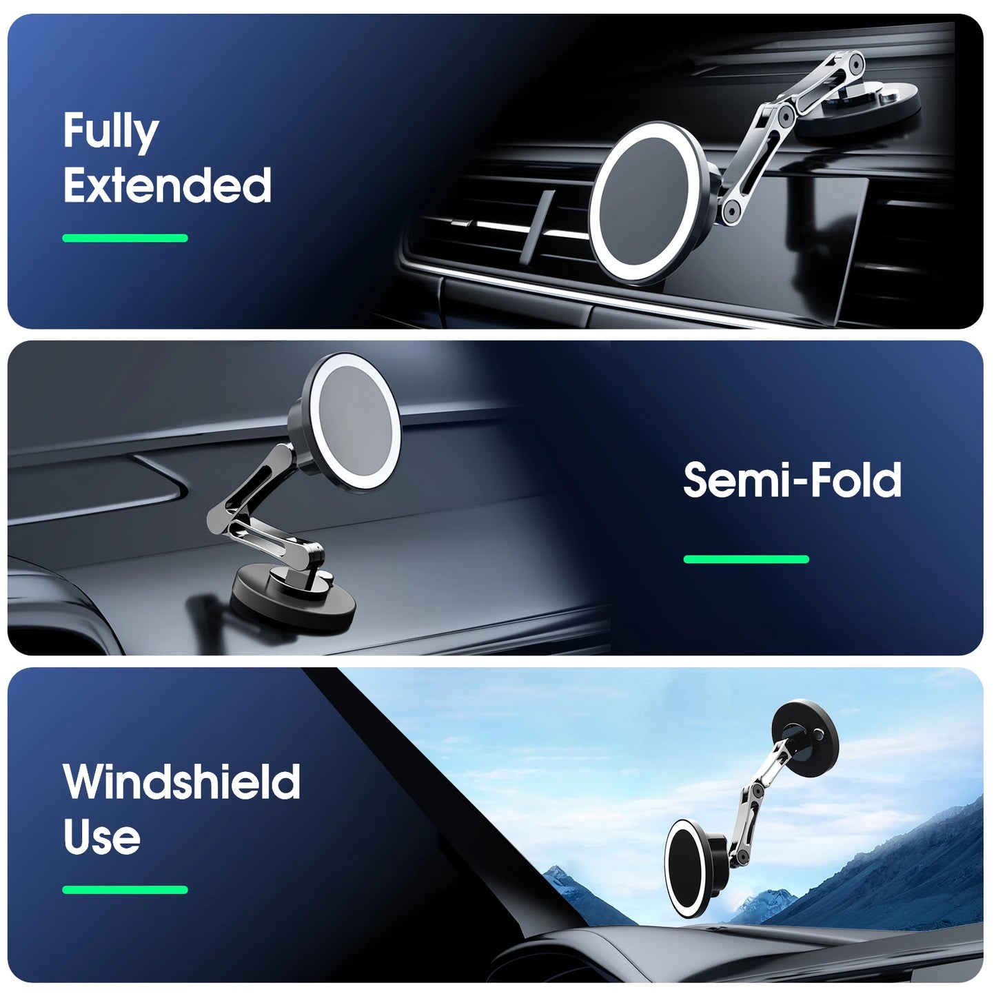 Universal 360 Degree  Magnetic Phone Holder Telescoping Car Phone Mount for iPhone 14 13 12 11 Max Plus Car Navigation Bracket