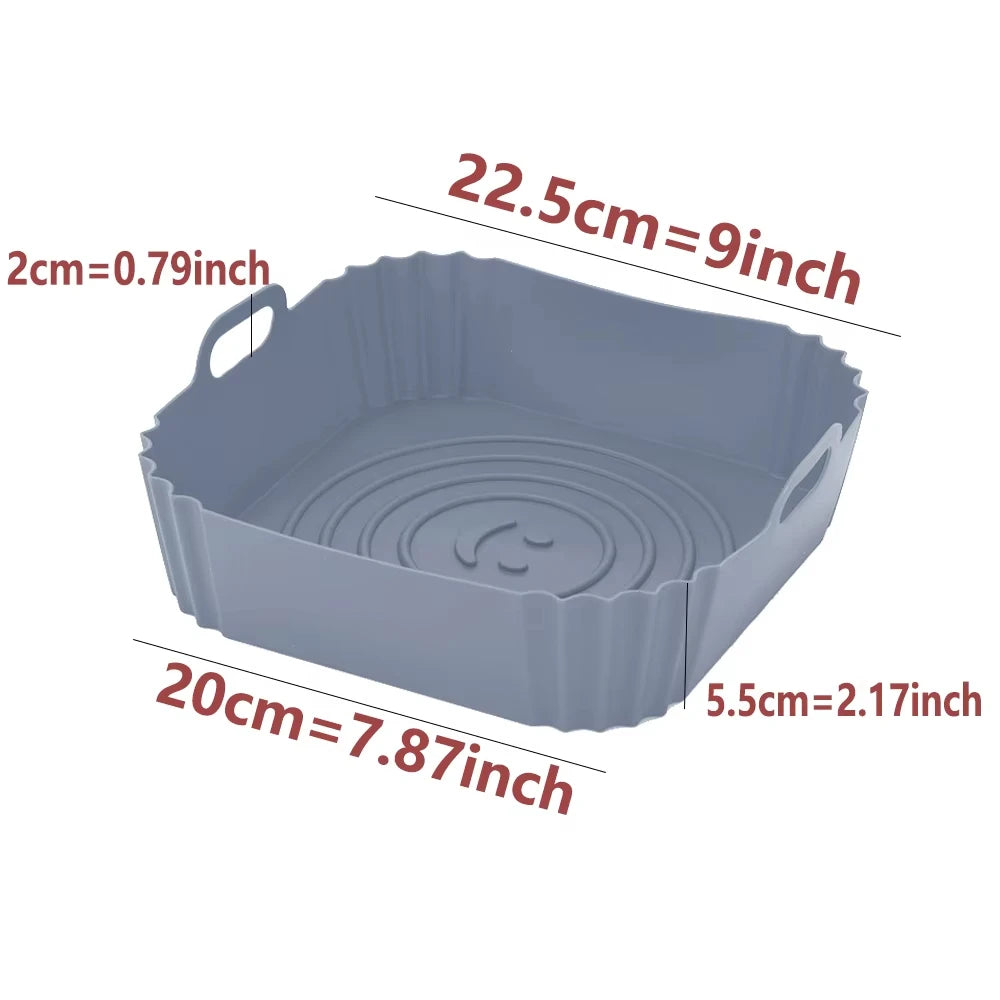 Airfryer Silicone Basket Reusable Baking Tray Silicone Mold for AirFryer Pizza Fried Chicken Basket Air Fryer Liners Accessories
