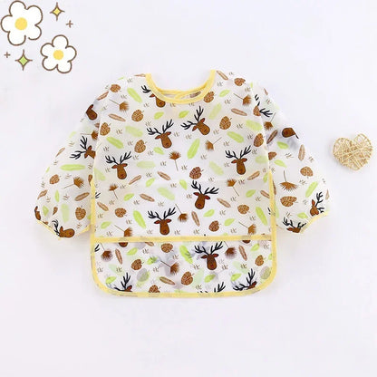Baby Silicone Cartoon Bib 0-6 Years Soft Bibs Baby Cute Clothing Toddler BPA Free Waterproof Long Sleeve Apron