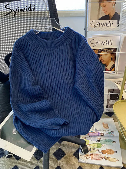 Syiwidii Oversized Sweaters for Women Knit Pullover Spring Autumn Winter Long Sleeve Causal Fashion Elegant Ladies Loose Jumpers