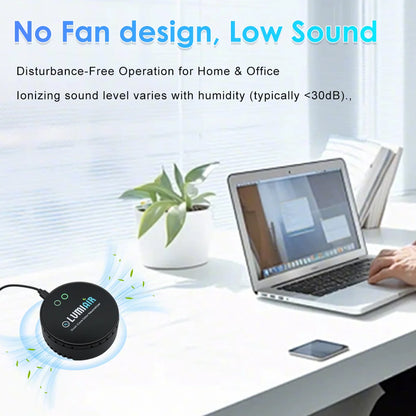 Smart Air Purifier/Deodorizer-USB-Powered Air Cleaner with Dual-core chip, Low Noise Operation for Smalller Spaces