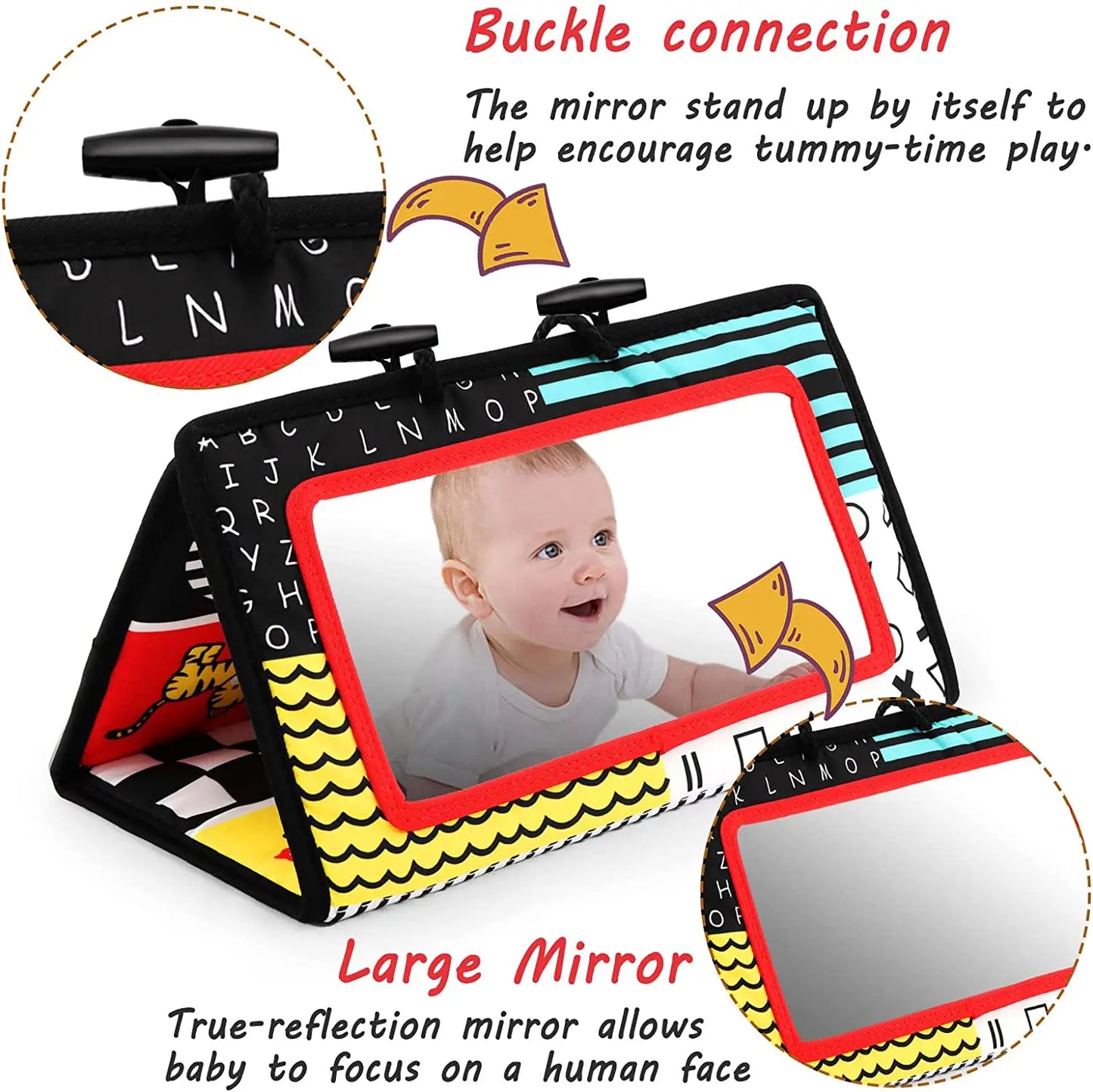 Black And White Baby Floor Mirror Tummy Time Sensory Baby Toys 6 12 months Toys For Babies Montessori Development Crawl Toys
