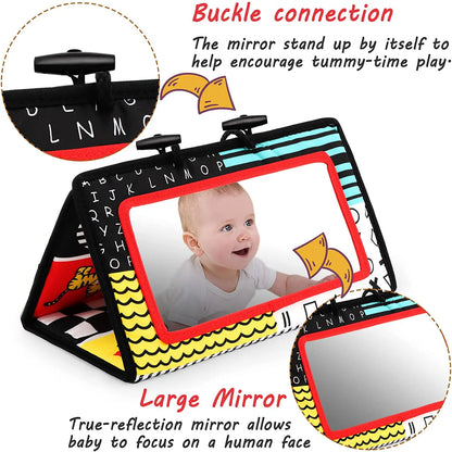 Black And White Baby Floor Mirror Tummy Time Sensory Baby Toys 6 12 months Toys For Babies Montessori Development Crawl Toys