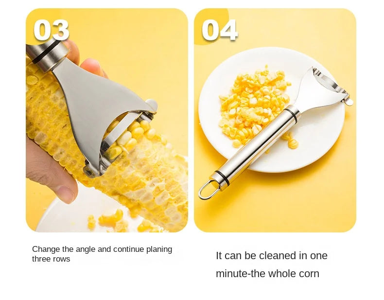 Stainless Steel Corn Peeler Corn Thresher Easy Peel Corn Stripper Handle Corn Knives Peeler Kitchen Fruit and Vegetable Tools