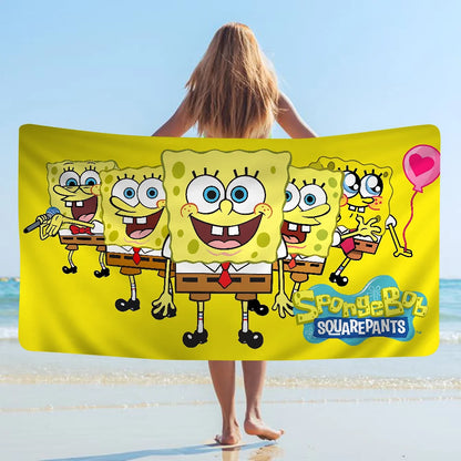 S-SpongeBobs Cartoon Beach Towels Shower Towel Sauna Travel Spa Microfiber Quick Dry Gym Accessories Cute Room Decor
