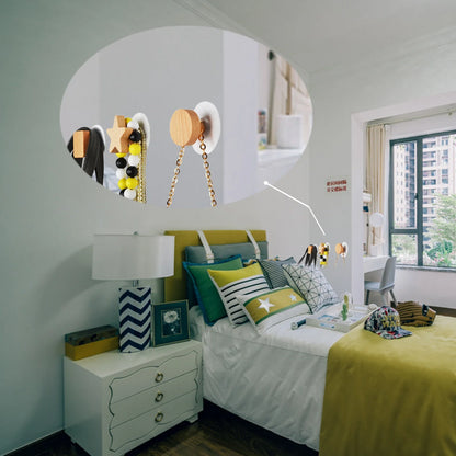 Wooden Hook, Geometric Shape Wood Wall Hook, Wooden Coat Peg Coat Hanger for Hanging Clothes, Hat, Scarves and Towel in Bedroom,