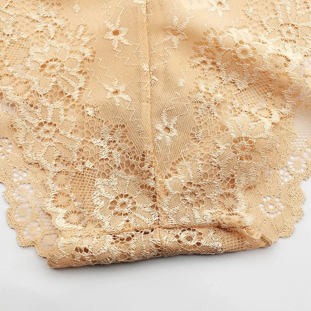 5 PCS/Set Sexy Ladies Transparent Lace Lingerie Panties Woman Cotton Crotch Solid Color Briefs Underwear