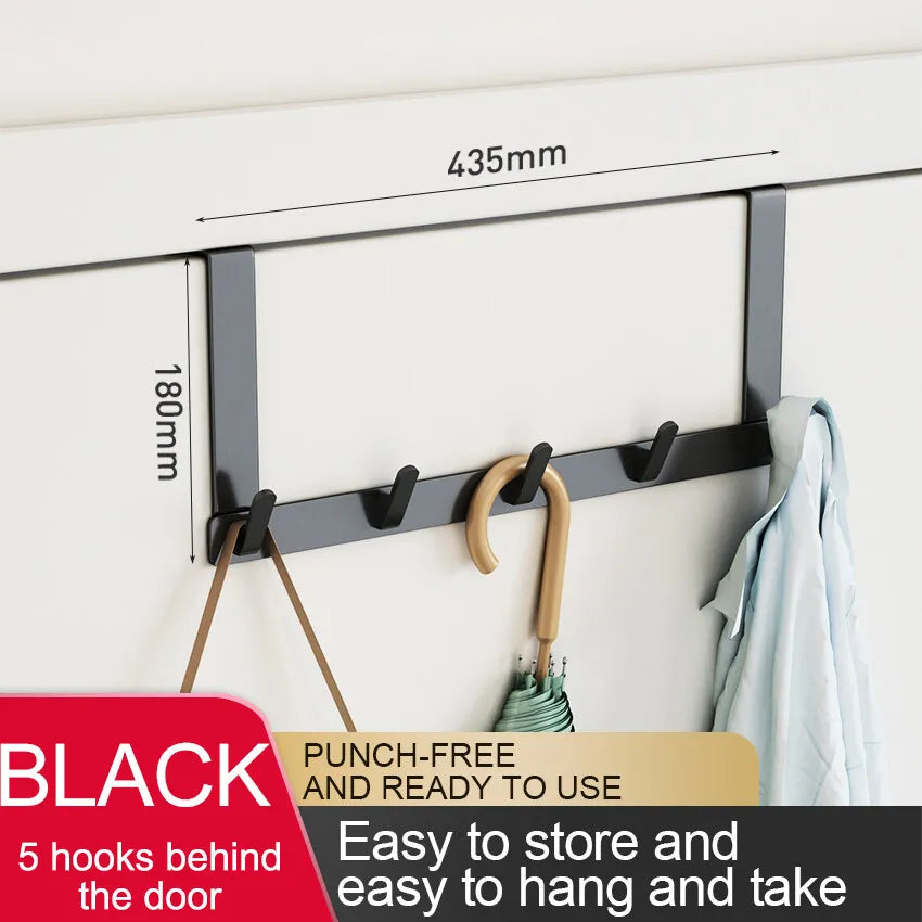 Hooks Over The Door Bathroom Organizer Rack Durable Hanging Row Hook Holder Clothes Coat Hat Towels Hanger Storage 5/6/7 Hooks