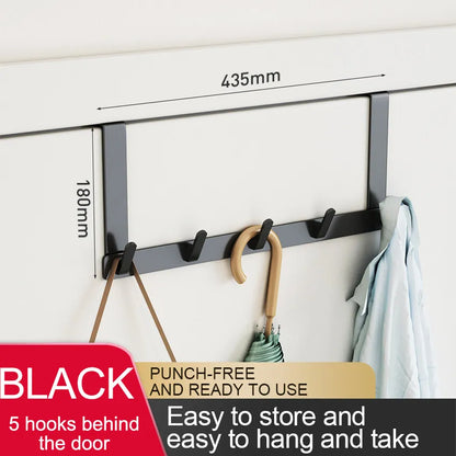 Hooks Over The Door Bathroom Organizer Rack Durable Hanging Row Hook Holder Clothes Coat Hat Towels Hanger Storage 5/6/7 Hooks