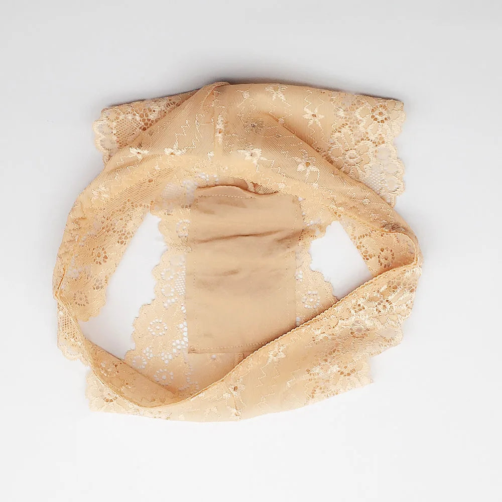 5 PCS/Set Sexy Ladies Transparent Lace Lingerie Panties Woman Cotton Crotch Solid Color Briefs Underwear