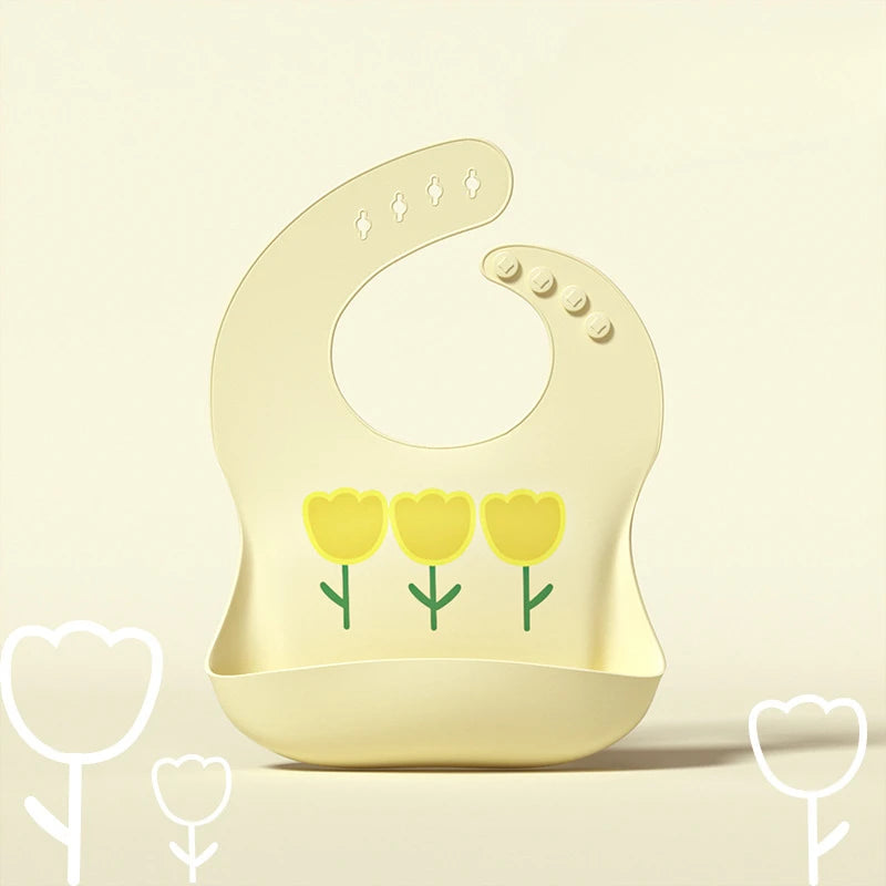 Children's Saliva Feeding Bib Cute Cartoon Baby Bib Waterproof and Adjustable Soft Silicone Bib Baby Feeding Accessories Bibs