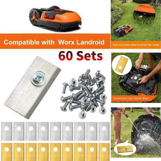 60-18set Lawn Mower Cutting Blade Set Single Hole Lawn Mower Blade Robotic Lawn Mowers Replacement for Worx Landroid Lawn Mowers