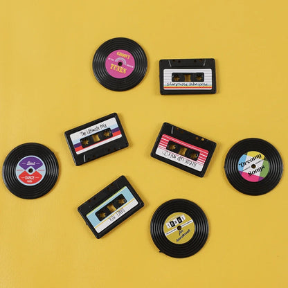 4Pcs/Pack Creative Gramophone Record Fridge Magnet Message Board Reminder Refrigerator Sticker for Home Kitchen Decoration