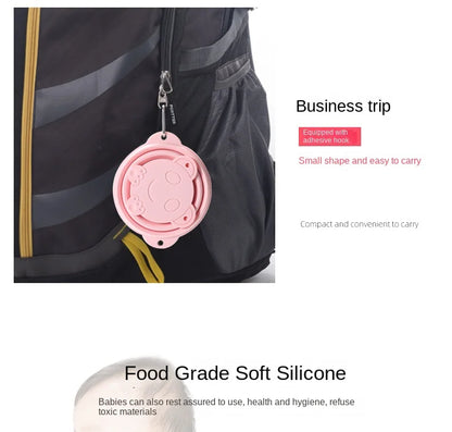 Travel Portable Silicone Folding Bowl Children's Travel Outdoor Tableware with Lid Foldable Noodle Bowl