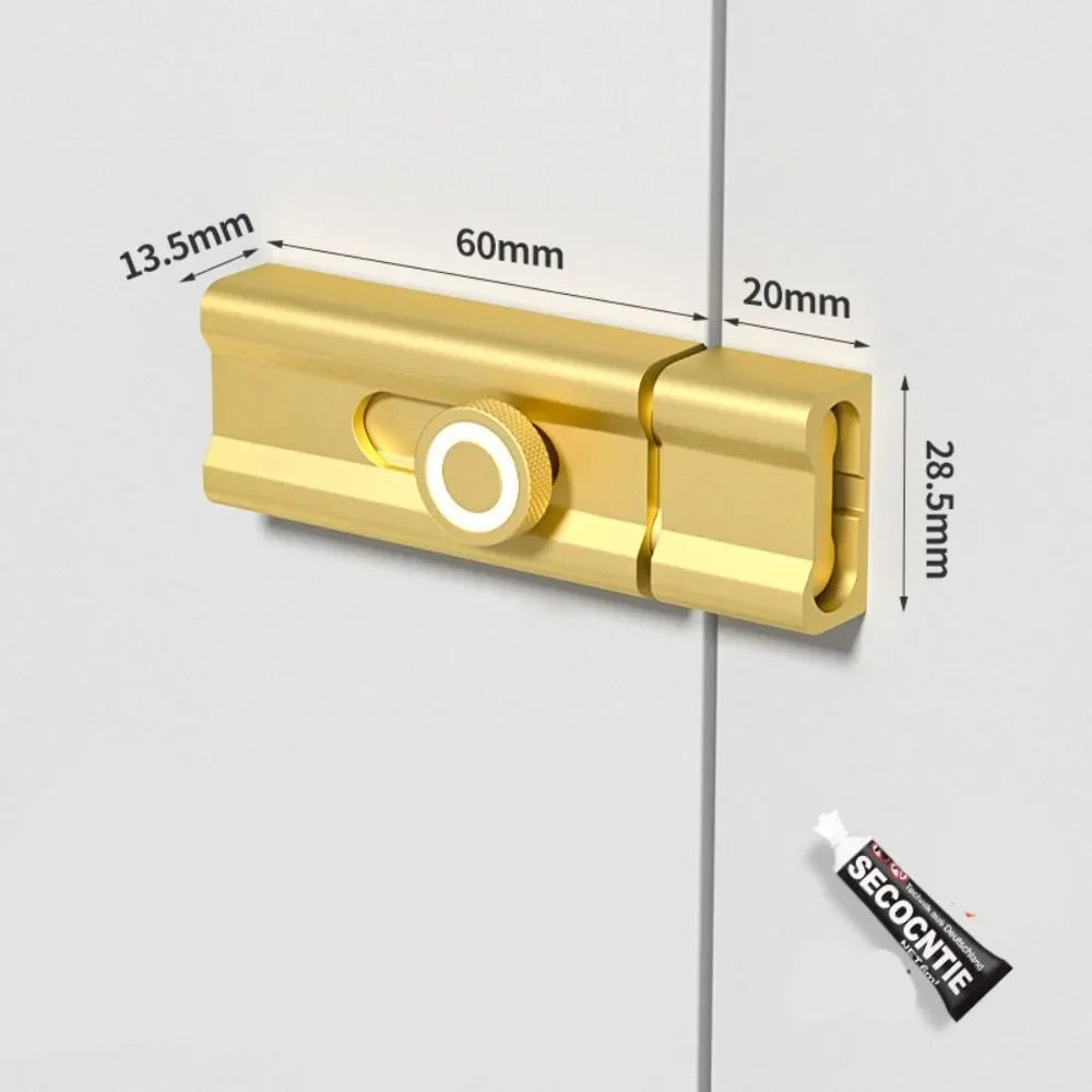 Durable Anti-theft Luminous Door Buckle No Punching Aluminum Alloy Door Catch Security Sliding Door Bolt Kitchen