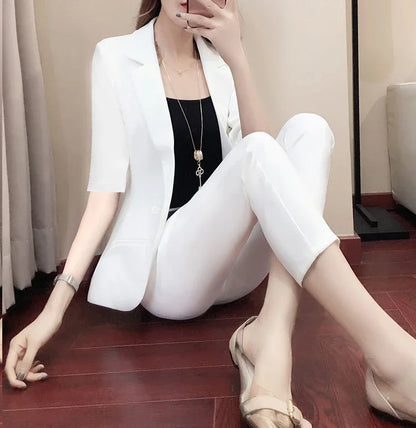 Office Outfit Professional White Wear To Work Trouser Suit Two Piece Set Pants for Women Womens 2 Pant Sets Black Blazer and Xxl