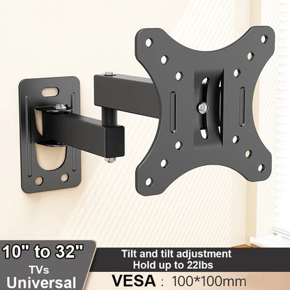Full Motion TV Monitor Wall Mount Bracket Articulating Arms Swivel Tilt Extension Rotation for Most 10-32 Inch Flat Curved TVs