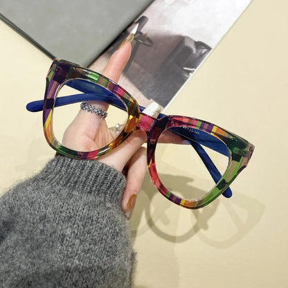 R57426 Trend Colorful Optical Glasses Frame Reading Spectacles Ladies Polygon Large Size Anti Blue Light Glass Prescription Glas