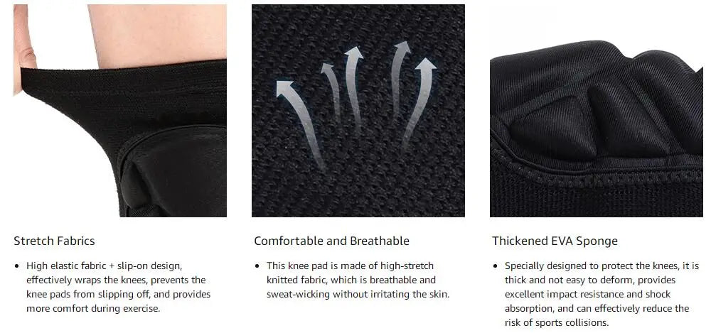 1Pair Knee Elbow Pads,Thick Sponge Collisioned Kneepads for Sports,Protective Knee Support Sleeve for Basketball Running Cycling