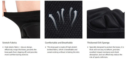 1Pair Knee Elbow Pads,Thick Sponge Collisioned Kneepads for Sports,Protective Knee Support Sleeve for Basketball Running Cycling