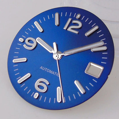 29MM Pilot Watch Dial Face for NH35 NH36 Dive Watch Mod Parts Silver Hand set Date Window Sterile Dial Plate Green Luminous