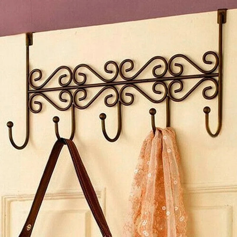 Five Hooks Hooks Over Door Towel Clothes Hat Bag Over Door Bathroom Hanger Hanging Coat Cloth
