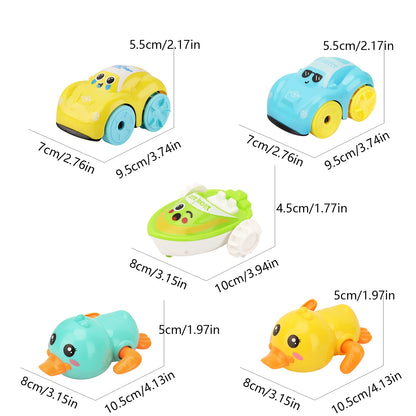 Baby Bath Toys Children Bathing Cute Swimming duck Water Playing Toys Clockwork Car Cartoon Vehicle Baby Bath Toy for Kids Gift