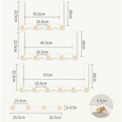 Wave Shaped Door Hook Bedroom Door Back Hanging Hanger Living Room Key Coat Hook Punch-Free Wall Mounted Wooden Hooks Wall Decor