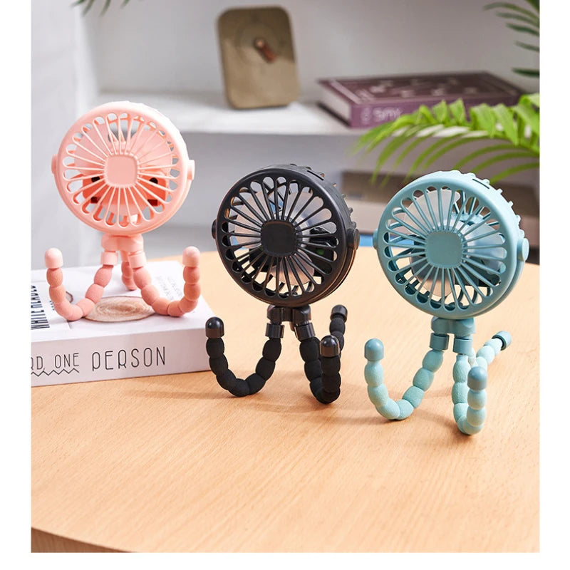 Stroller Fan Clip on For Baby Flexible Tripod  Rechargeable Battery Small Personal Fan Portable Fan for Travel Handheld Car Bed