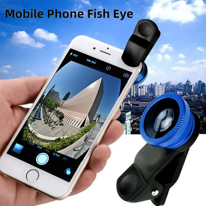 3 in 1 Fisheye Phone Lens Wide Angle Zoom Lens Fish Eye Macro Lenses Camera Kits With Clip Lens On The Phone For All Smart Phone
