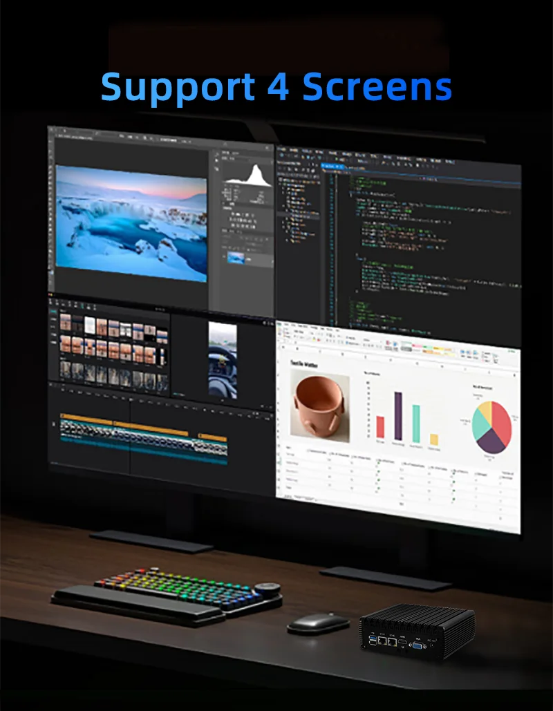ZHICHUN Mini PC Intel Quad Core I7 Gaming Computer Celeron J4125 PC Desktop Computer PC portable Mini computer