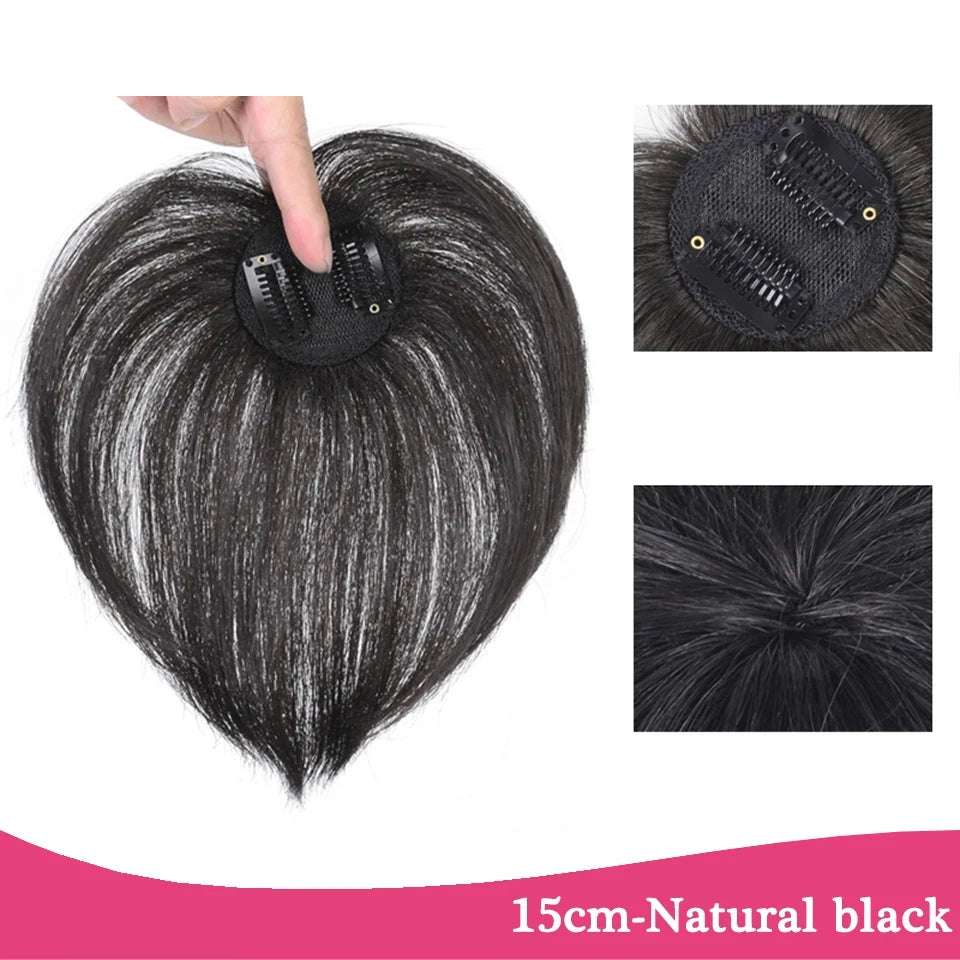 Replacement Piece Hair Covering White Hair Natural Invisible Seamless Hair Clip In Hair Bangs Hairpiece Synthetic Fake Bang Hair