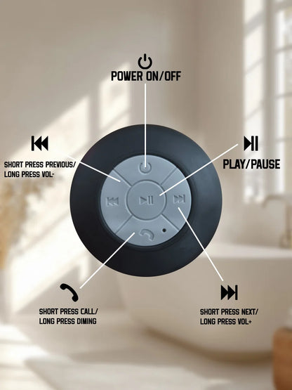 Waterproof Bluetooth Speaker with Colorful LED Lights, Strong Suction Cup & Phone Holder, Portable Mini Speaker for Outdoor/Show