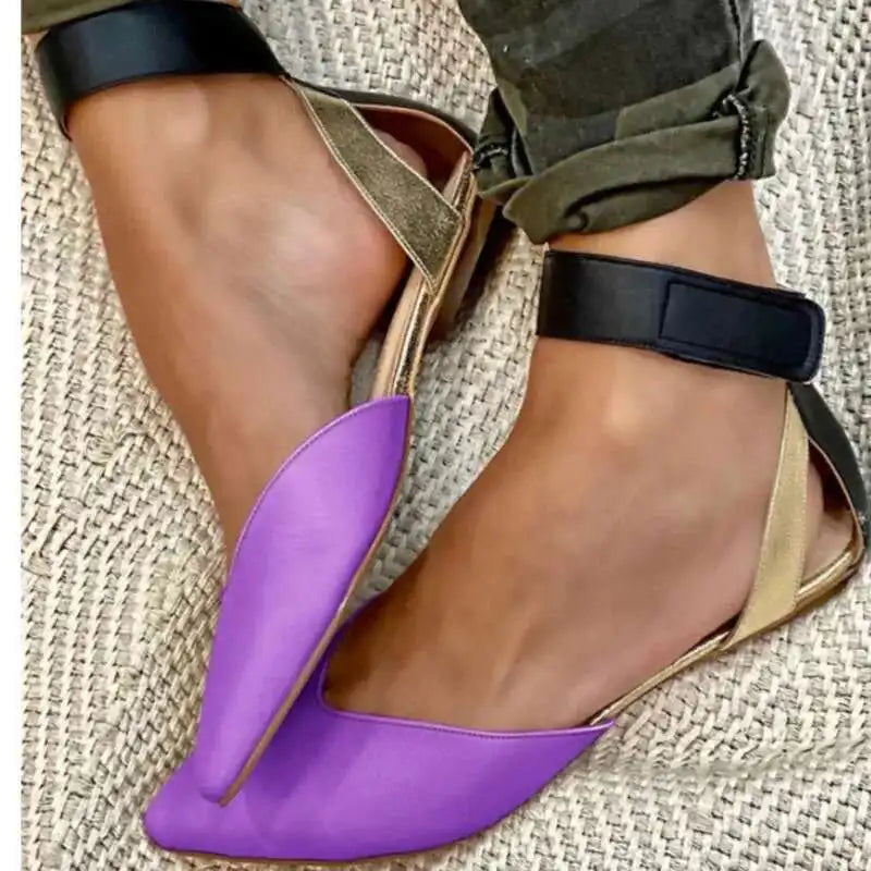 Pointed Toe Women Sandal Casual Flat Heel Shoes Fashion Hook Loop Ankle Buckle Women's Sandal Trend 2025 Shoes