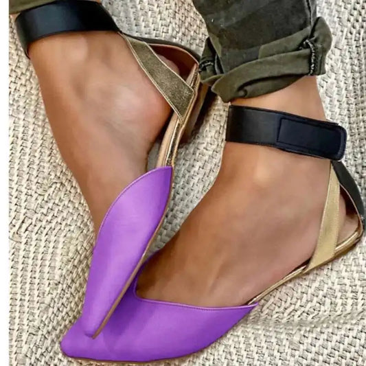 Pointed Toe Women Sandal Casual Flat Heel Shoes Fashion Hook Loop Ankle Buckle Women's Sandal Trend 2025 Shoes