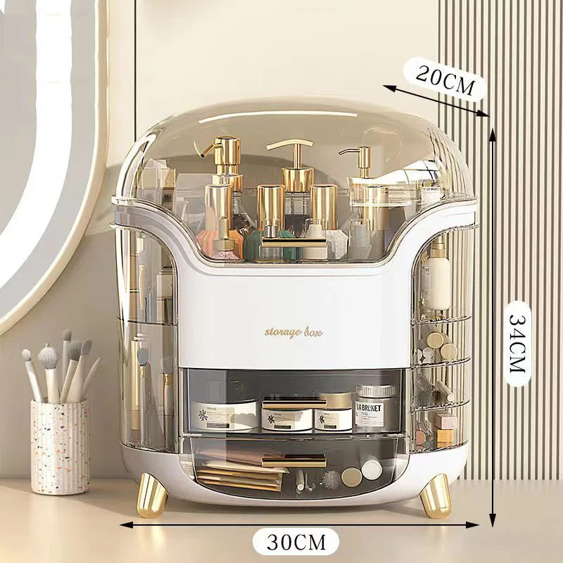 Makeup Storage Organizer with Lid Waterproof Cosmetics Skincare Organizer for Vanity Portable Cosmetics Storage Box for Girls