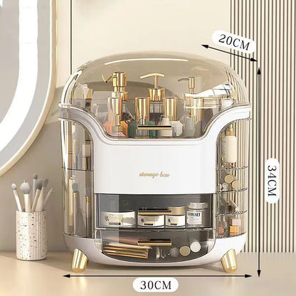 Makeup Storage Organizer with Lid Waterproof Cosmetics Skincare Organizer for Vanity Portable Cosmetics Storage Box for Girls