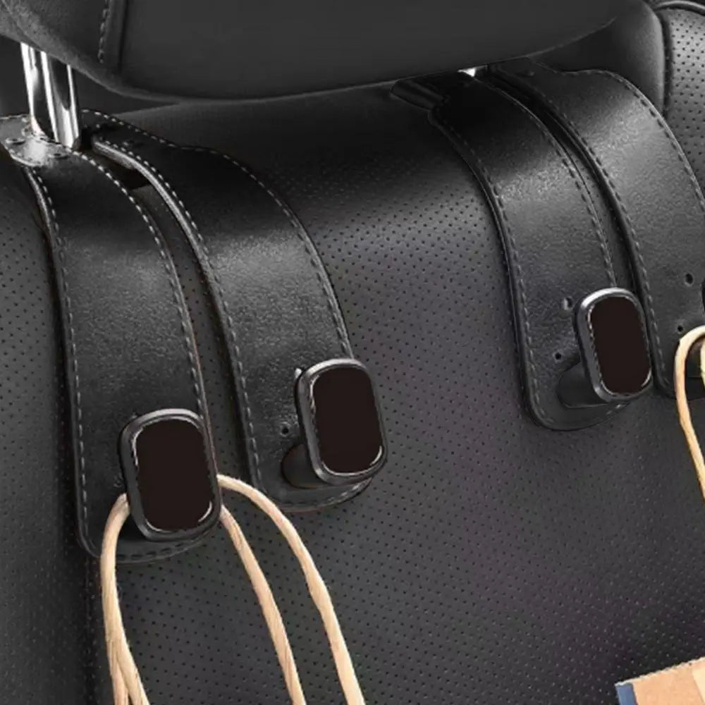 Car Seat Headrest Hooks 2 In 1 Soft Leather Car Seat Back Hook For Purse & Bag Backpack Double Hook Car Seat Hanger Accessories
