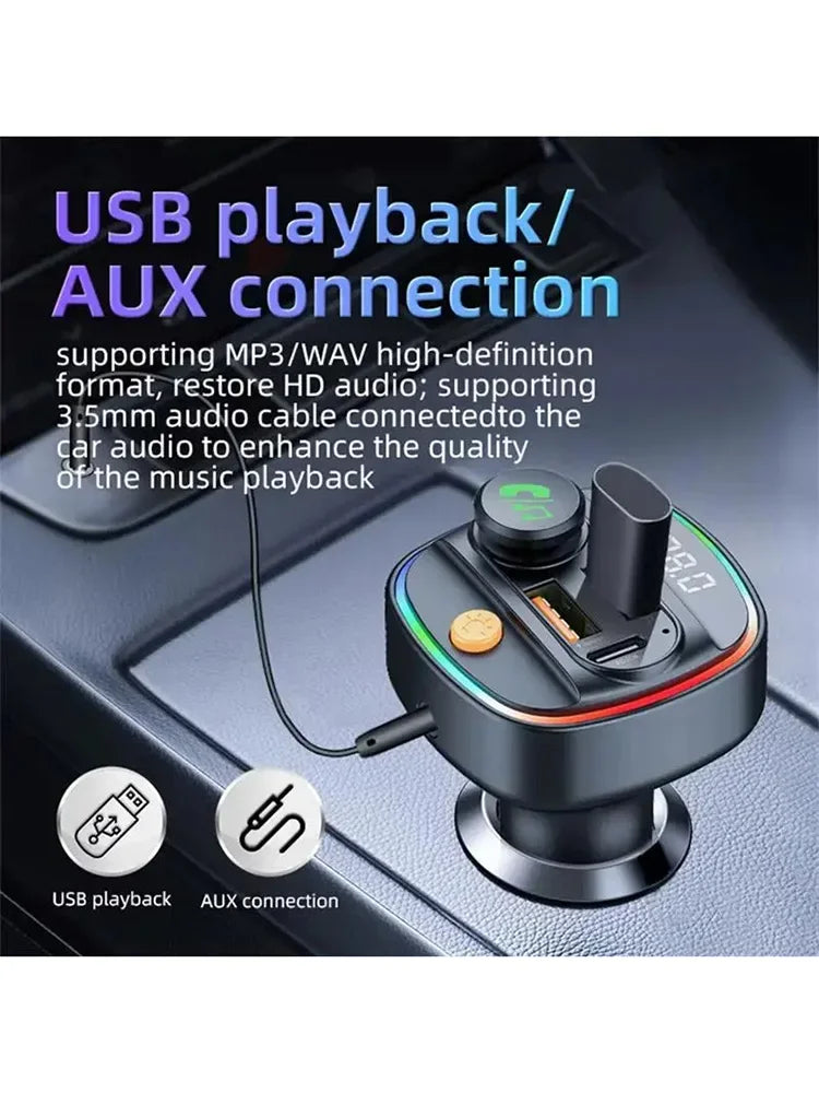 Xiaomi FM Transmitter Bluetooth 5.3 Hands Free Car AUX Radio Modulator MP3 Player with Fast Charging Adapter Auto Accessories