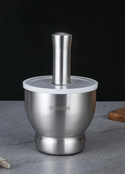 Stainless Steel Mortar and Pestle Kitchen Garlic Pugging Pot Pharmacy Bowl Pepper Spice Grinder Pot Household